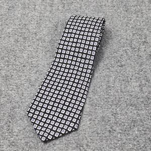 Polo University Ralph Lauren Necktie Black White Geometric Squares 100% Silk USA